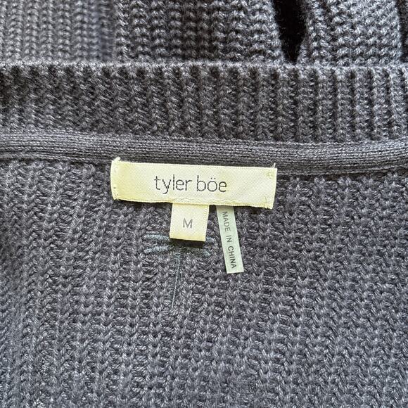 Tyler Boe 100% Cotton V-Neck Tunic Sweater Women's Medium Navy Zipper Detail - Picture 9 of 11